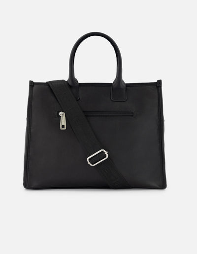 Bolso shopper de textil color negro para mujer con cierre frontal