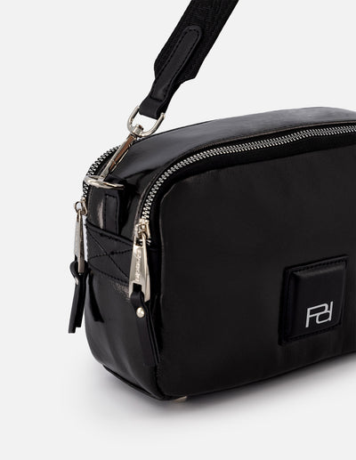 Bolso bandolera de textil color negro para mujer