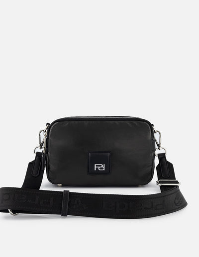 Bolso bandolera de textil color negro para mujer