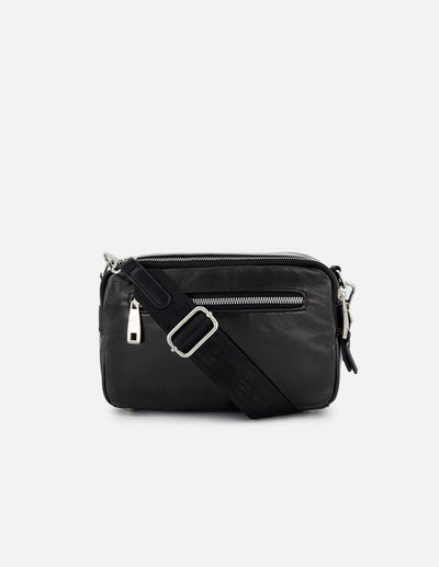 Bolso bandolera de textil color negro para mujer