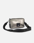 Bolso bandolera de textil color plata para mujer