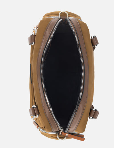 Bolso bowling de nylon color caoba para mujer