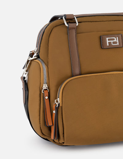 Bolso bowling de nylon color caoba para mujer