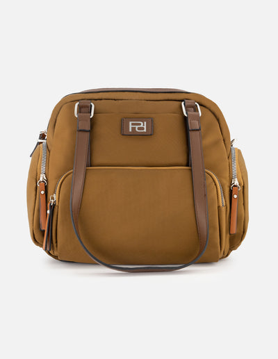 Bolso bowling de nylon color caoba para mujer