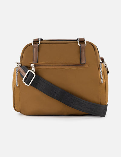 Bolso bowling de nylon color caoba para mujer