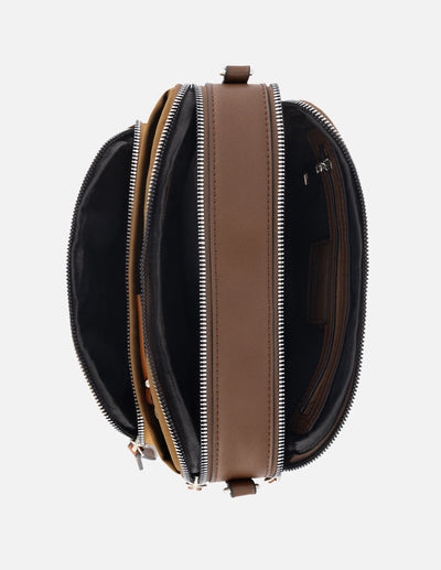 Bolso bandolera de nylon color caoba para mujer con detalle Pd
