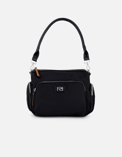 Bolso bandolera de nylon color negro para mujer
