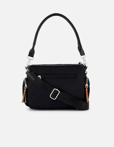 Bolso bandolera de nylon color negro para mujer