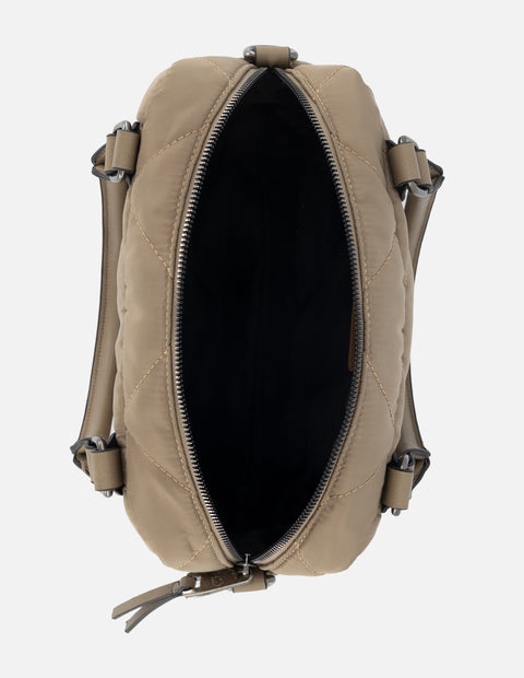 Bolso bowling de nylon color beige para mujer