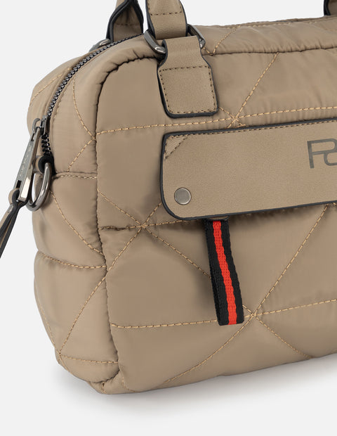 Bolso bowling de nylon color beige para mujer
