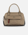 Bolso bowling de nylon color beige para mujer