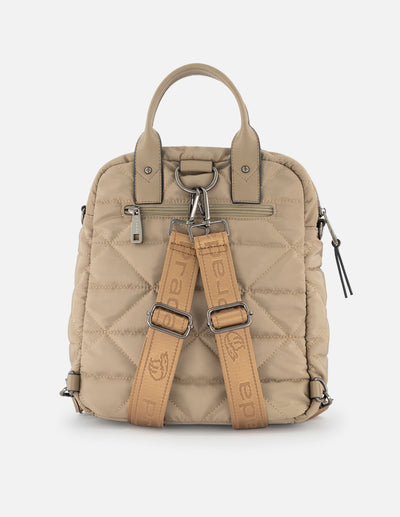 Mochila de nylon color beige para mujer