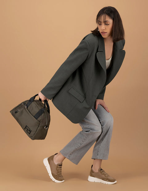 Bolso bowling de nylon para mujer color azul