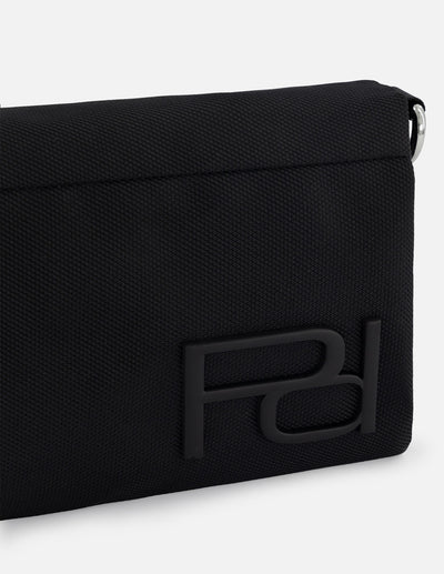 Bolso bandolera color negro de nylon con detalle Pd