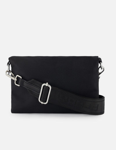 Bolso bandolera color negro de nylon con detalle Pd