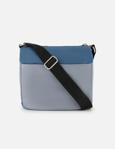 Bolso bandolera de nylon color azul para mujer con detalle Pd