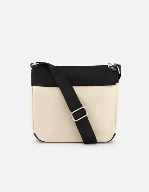 Bolso bandolera de nylon color blanco para mujer con detalle Pd