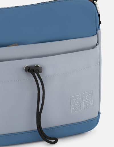 Bolso bandolera de nylon color azul para mujer con detalle Pd