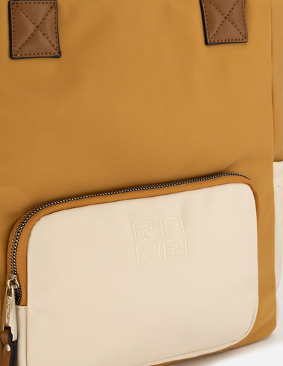 Bolso shopper de nylon color beige para mujer con detalle Pd