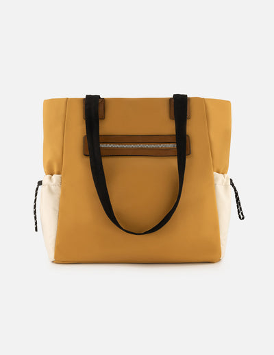 Bolso shopper de nylon color beige para mujer con detalle Pd