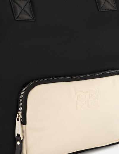 Bolso shopper de nylon color blanco para mujer con detalle Pd