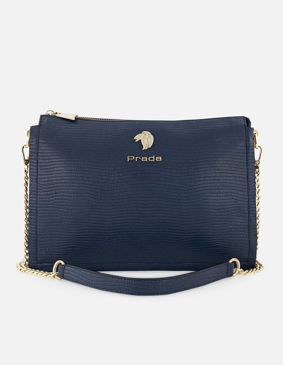 Bandolera grabado tipo tejus color azul para mujer