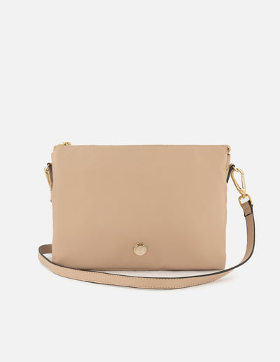 Bandolera de charol para mujer color nude para mujer