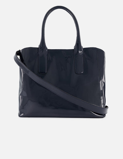 Bolso de mano de charol color azul para mujer