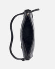 Bolso bandolera asimétrico de charol en color negro para mujer