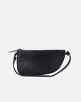 Bolso bandolera asimétrico de charol en color negro para mujer