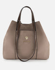 Bolso de hombro de textil color beige para mujer