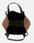 Bolso de hombro de textil color cuero para mujer