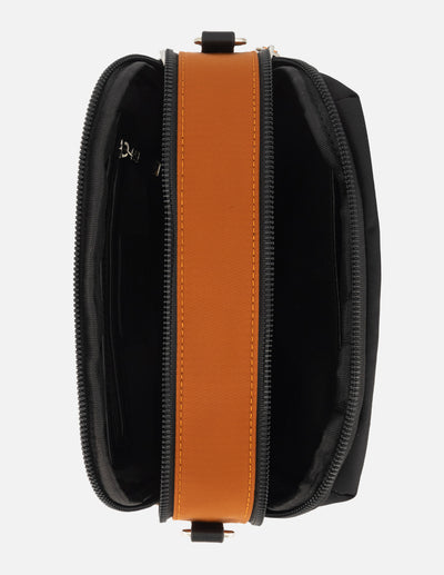Bolso bandolera de nylon color negro para mujer con correa ajustable