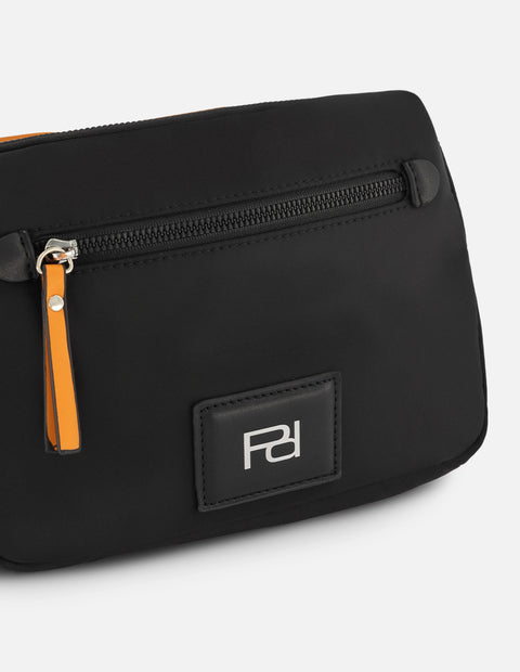 Bolso bandolera de nylon color negro para mujer con correa ajustable