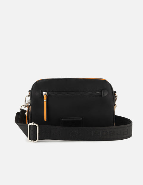 Bolso bandolera de nylon color negro para mujer con correa ajustable