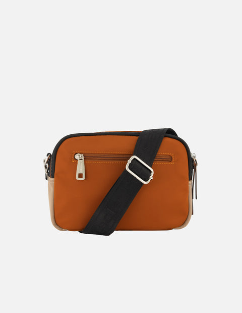 Bolso bandolera de nylon color negro para mujer con correa ajustable