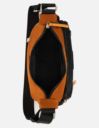 Bolso bandolera de nylon para mujer color negro con correa ajustable