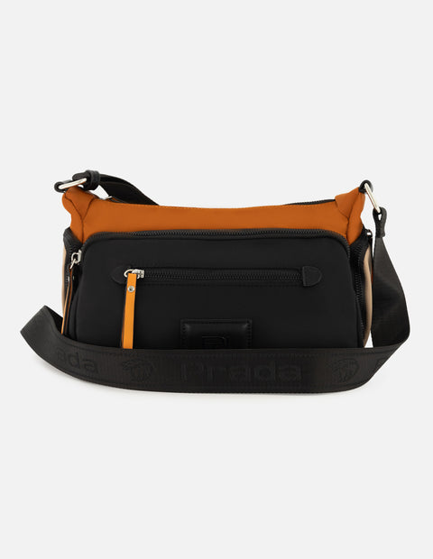 Bolso bandolera de nylon para mujer color negro con correa ajustable