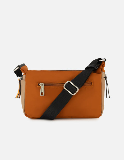 Bolso bandolera de nylon para mujer color negro con correa ajustable