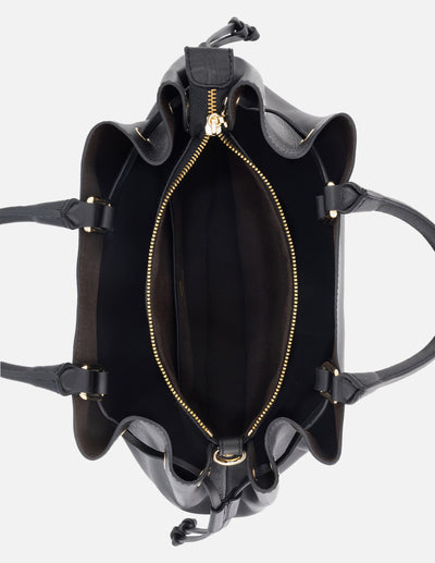 Bolso de mano de piel napa para mujer color negro