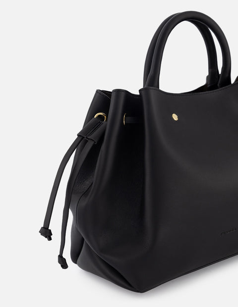 Bolso de mano de piel napa para mujer color negro