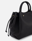 Bolso de mano de piel napa para mujer color negro