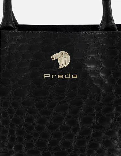 Bolso de mano de piel grabado tipo coco color negro para mujer