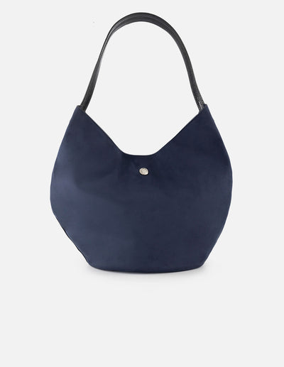 Bolso hobo de textil color marino para mujer con asa en charol