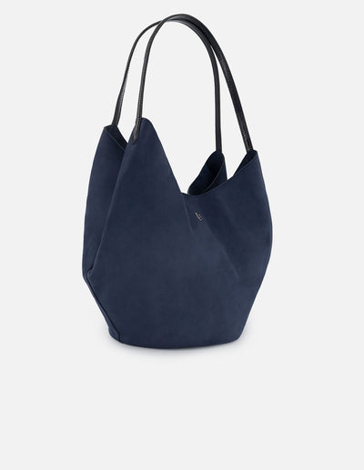Bolso hobo de textil color marino para mujer con asa en charol