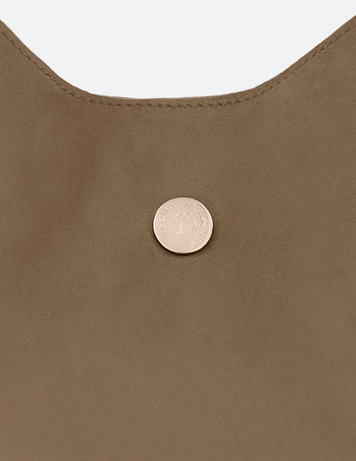 Bolso hobo de textil color topo para mujer con asa en charol
