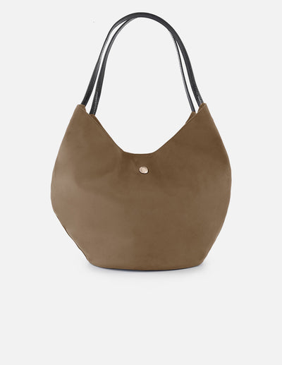 Bolso hobo de textil color topo para mujer con asa en charol