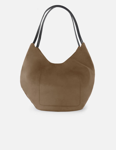 Bolso hobo de textil color topo para mujer con asa en charol