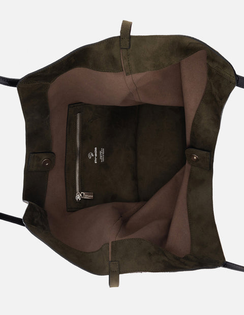 Bolso hobo de textil color verde para mujer con asa en charol