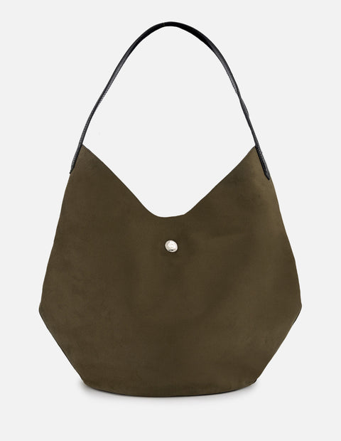 Bolso hobo de textil color verde para mujer con asa en charol
